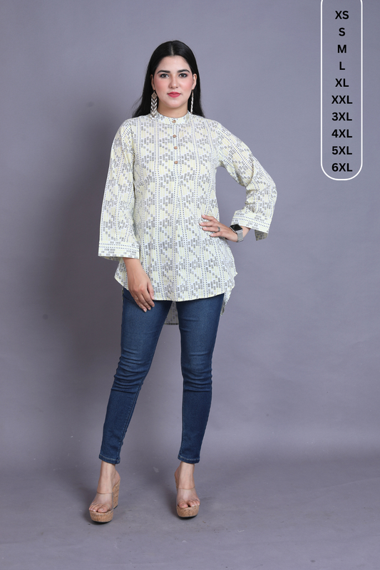 WOMENS SHORT PRINTED SHIRT FOR OFFICE USE
